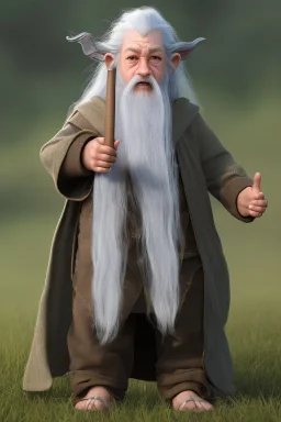 Gandalf toddler, full body, bokeh, hyper realistic