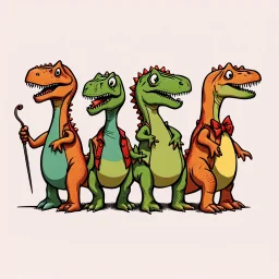 Barber shop quartet composed of dinosaurs.