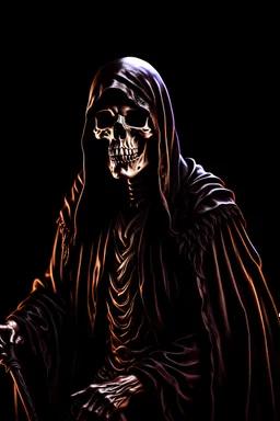 ultra high image quality, Grim Reaper Close-up of an set against AMOLED-worthy pure black backdrop, fantasy art style infused with filter, tailored for vertical wallpaper, exclusive design with no duplicates, radiating beauty suitable for a PC screen image, vivid colors, ultra fine, digital painting.