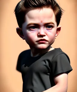 Robert pattinson toddler, full body, soft skin, dramatic lighting, hyper realistic