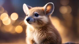 Strange, innovative, beautiful, unknown furry marsupial, exquisite body, striking fur, happy, intelligent, thoughtful, friendly, extreme characteristics, beautiful volumetric lighting, attractive composition, photorealistic, bokeh blur, extremely detailed, chiascuro