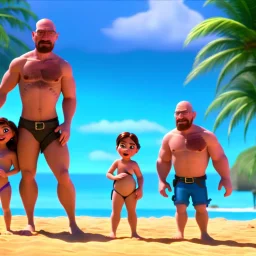 shirtless Walter White family , 8k, tropical beach background, jaun