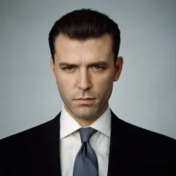 very grainy discolored photo, portrait, dark night, grunge, 2000s Russia, businessman, gaunt, haughty, nice suit, extremely pale