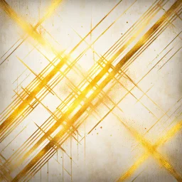 Hyper Realistic Yellow & Beige Intersecting Lines With Glowing Golden Embers On Off-White Grungy Background.