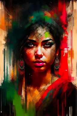 Portrait of An Indian beautiful woman by Jeremy Mann and Russ Mills, 8k resolution concept art triadic colors intricately detailed trending on Artstation