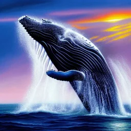 beautiful humpback whale jumping out of turbulent ocean water, stunning, magnificant, sunset sky, 8k resolution, high-quality, fine-detail, detailed matte, photography, illustration, digital art, brian froud, howard lyon, greg rutowski, Anne Dittman, Anne Stokes,