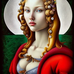 portrait of a beautiful busty woman Sandro Botticelli style smiling