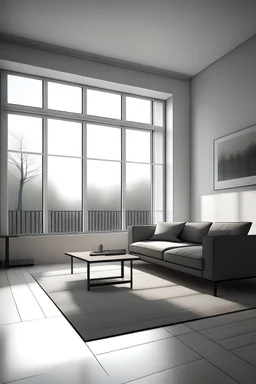 realistic, living room, minimalist, window