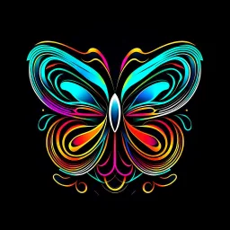 symetry!!, butterfly, logo, NFT, futuristic, colorful, curves, lines, shadow, simple