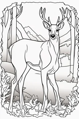 coloring page for kids, DEER, thick outline, low details, no shading, no color