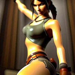 lara croft lustfully leering at me with a smirk