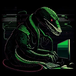 Computer Hacker Snake. NFT Pixel Art