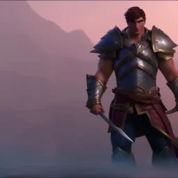 Garen, League of Legend, A warrior in silver armor,great sword,strong build, RTX, TXXA, SSAO, High quality,hyperrealistic, cinematic, Super detailed, Anti-Aliasing,Full color, HDR,4k, 8k