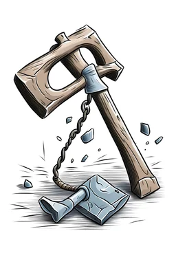 Drewing of a A hammer strikes an anchor