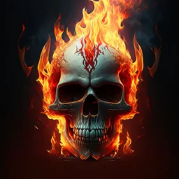 fiery skull