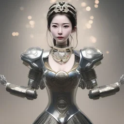 hyper realistic, beautiful smooth realistic Japanese goddess robot, run on dark cosmos background, cat еye, extremely sharp detail, finely tuned detail, ultra high definition, 8 k, unreal engine 5, ultra sharp focus, accurate sword wings, positive smile, lot of details, fit within portrait, Ambiance winter, perfect composition, perfect hair,