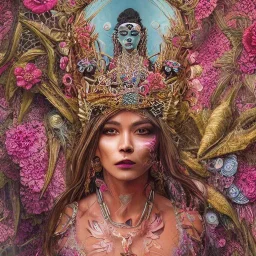 Insanely detailed photograph of an “portrait of gorgeous Aztec goddess ” with intricate hair, intricate embroidered dress, beautiful clear face and hyperdetailed painting by Ismail Inceoglu Huang Guangjian and Dan Witz CGSociety ZBrush Central fantasy art album cover art,8K, hdr, romantic, mysterious, ominous, flowers, jewelry, comfort, natural eyes, "arms open for embrace"