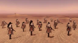 desert, comic style warriors from behind