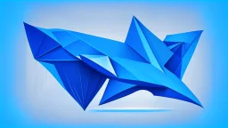 logo, vector art, b2 plane origami centred in screen, blue background, magnificent