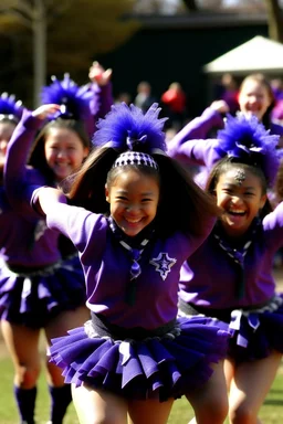 cheerleating team in purple