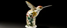 A white wind elemental hummingbird designed in ancient Greek pottery painted by Maurice Utrillo
