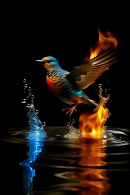 A bird from four lands Water, earth, wind and fire pass in order