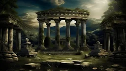 meditation round podium . my dreams . Ancient Greek monuments and colonnades , day landscape day landscape, light colors, In the garden my mind bows . meditation .The ruins of a village in the midst in the jungle , mountains. space color is dark , where you can see the fire and smell the smoke, galaxy, space, ethereal space, cosmos, panorama. Palace , Background: An otherworldly planet, bathed in the cold glow of distant stars. Northern Lights dancing above the clouds in papua new guinea.