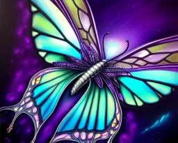 Beautiful mystical butterfly portrait, dark fantasy, romanticism, acrylic paint, chinese painting, magazine, highly detailed, ethereal, otherworldly, backlighting, rays of shimmering light, persian empire, artstation, silver, purple, black, teal, aqua, yellow, olive, vibrant, intricate,