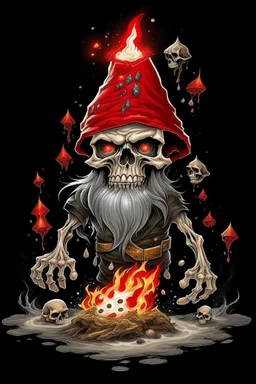 Gnome explosion skull death blood, undertaker,fire & smog