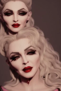 Madonna as evil queen in leather, voluptuous, film noir, dark, low key, hollywood lightning