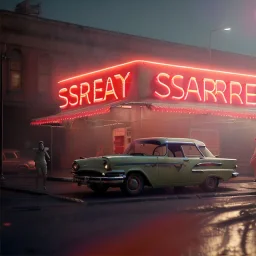 Ultra Realistic retro sci-fi afire Supermarket parking scene, 1960 year, many running people. blonde woman, sweet scarlet Johansson face, perfect iris, glow eyes, face makeup, tight latex coat; many panic people, Retro sci-fi style, soft color, highly detailed, unreal engine 5, ray tracing, RTX, lumen lighting, ultra detail, volumetric lighting, 3d, finely drawn, high definition, high resolution.