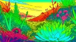 comic style, highly detailed ,gorgeous otherworldly landscape, otherworldly plants