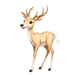 full body of a bald white tail deer with big smile facing left in the style of my little pony, on white background