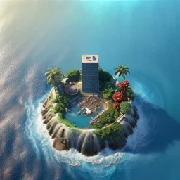 The Isometric Glass Tall Box Mini Model Little Real Island shape smooth Mixed Water Fall Under Ocean Sunshine Summer Background Blue Sea, The Last Of Us / Avatar, Octane Render / ZBrush, Cinematic, IMAX Film, Nikon D750, 16K, Autostereoscopy, Anthropomorphic, Golden Ratio, Geometry, Symmetric, Depth Of Field, Highly Detailed, Ultra Realistic, Beautiful Lighting, Halfrear Lighting, Soft Light, Candoluminescence, Cast Shadow, Reflective, Glow, Translucent, Normal Map, Carbonated --testp