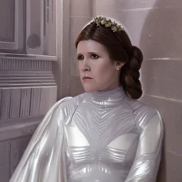 [[extrem stunning photorealistic carrie fisher as princess leia in star wars]] :: [[photorealistic sharp brown eyes, inticate ornate white gown, symmetrical short hair, head and shoulders portrait, 8k resolution photorealistic portrait by Greg Rutkowski, WLOP, hyperdetailed, intricately detailed, triadic colors]]