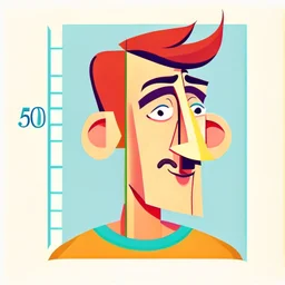 Vector illustration man with 50 centimeter long nose