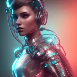 Futuristic Liquid Female Cyberpunk Neon Retro, Hardwired