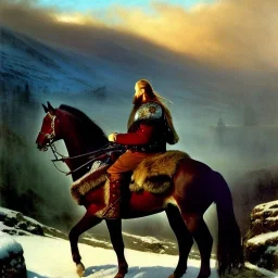 portrait of 'The Northman-Viking King on horse',ancient metal armor,castle,army, snow, cold, painting by gaston bussiere, greg rutkowski, yoji shinkawa, yoshitaka amano, tsutomu nihei, donato giancola, tim hildebrandt, evan lee,oil on canvas, cinematic composition, extreme detail,fit full head inside picture,16k