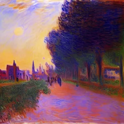 Sun in the sky small town by Monet