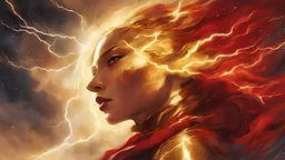 Text for a song about lightning space and beautiful golden, red women, text for a song