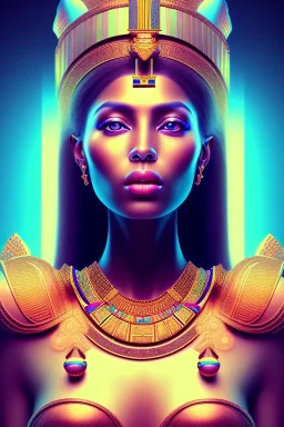 A beautiful portrait of Pharaonic queen , high key lighting, volumetric light high details psychedelic background