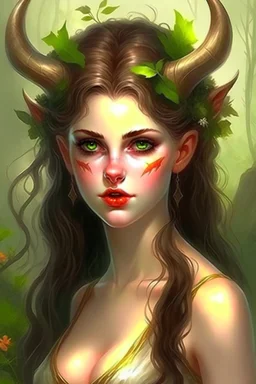 pretty girl, aged 19, brunette, faun, satyr, fantasy, attractive,