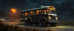 Monster bus blues, driving to the fight, Metal riffs echo through the night. Coins in his pocket, smiles all around, He’s the happiest driver in all the battleground. (Verse 2) Goblins shout, axes clink and gleam, The kids are gone, but he keeps his dream. Horn goes “BRRRAAAM,” the drums collide, make it realistic 3d graphics in the style of gta 6