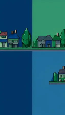 Make a simple town using the colour palette. make sure to use a pixel art style