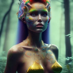 spray painting,maori woman called babina in magical forest, long hair, upper body, bright colours,face, magnificent, majestic, highly intricate gigantic, Realistic photography, incredibly detailed, ultra high resolution, 8k, complex 3d render, cinema 4d