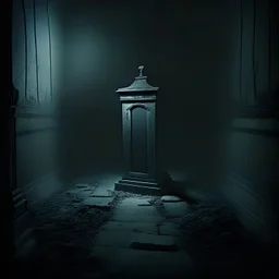 long grave in a dark room