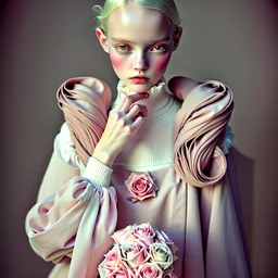 Pop surrealism, editorial style photo , portrait , classic clothing , Dior cotton , silk rich pastel colors , romantic and elegant studio lighting , sophisticated ,stunning , intricately detailed , cozy warm light , award winning , art magazine , , fairytale like , beautiful ,breathtaking , whimsical