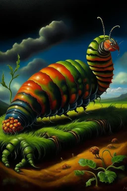 horse caterpillar, prize winning oil painting,book cover illustration