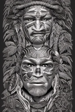  Portrait Maori Chief iron maiden Maori tribal tattoos, bow with arrows, full detail, 128k,