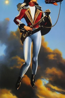 Full body portrait, painting, medium shot lady style of The Rocketeer